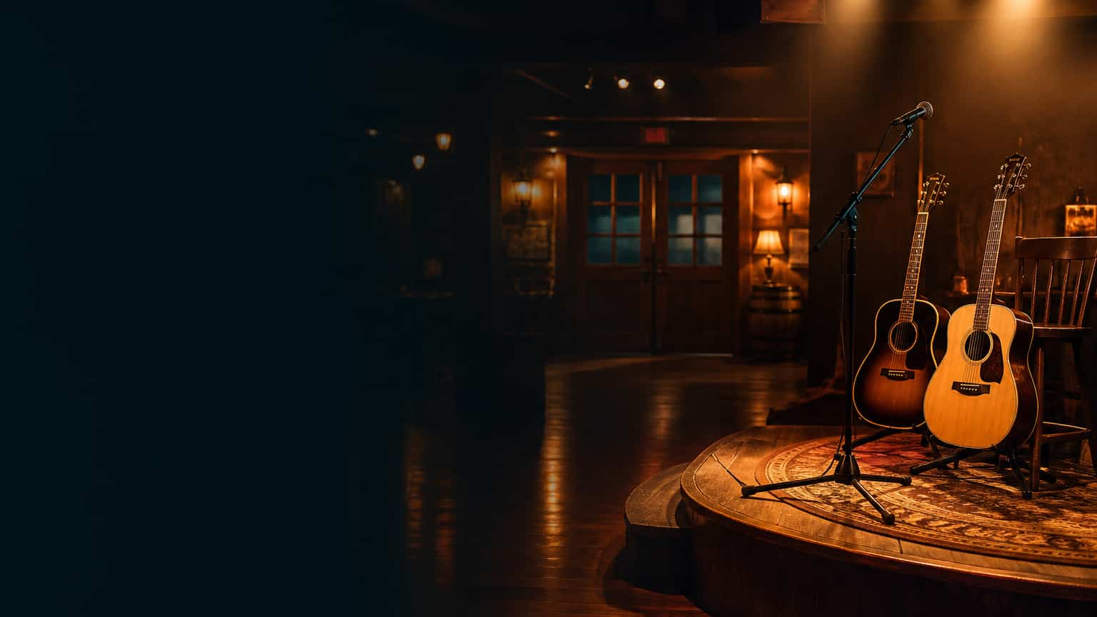 An intimate country music stage waiting for the show