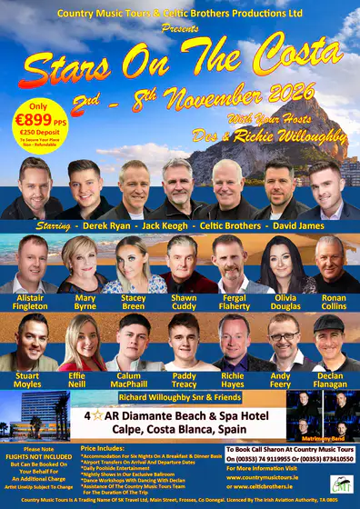 Stars on the Costa country music holiday artwork